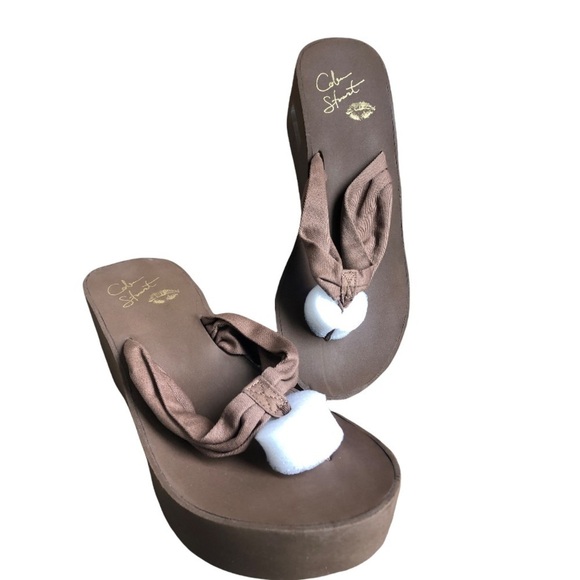 Colin Stuart platform flip flops size 10 - Picture 1 of 9